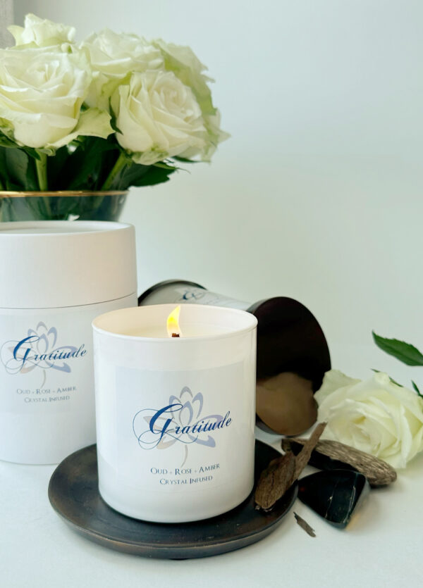 Gratitude Intention Candle with Oud, Roses and Amber