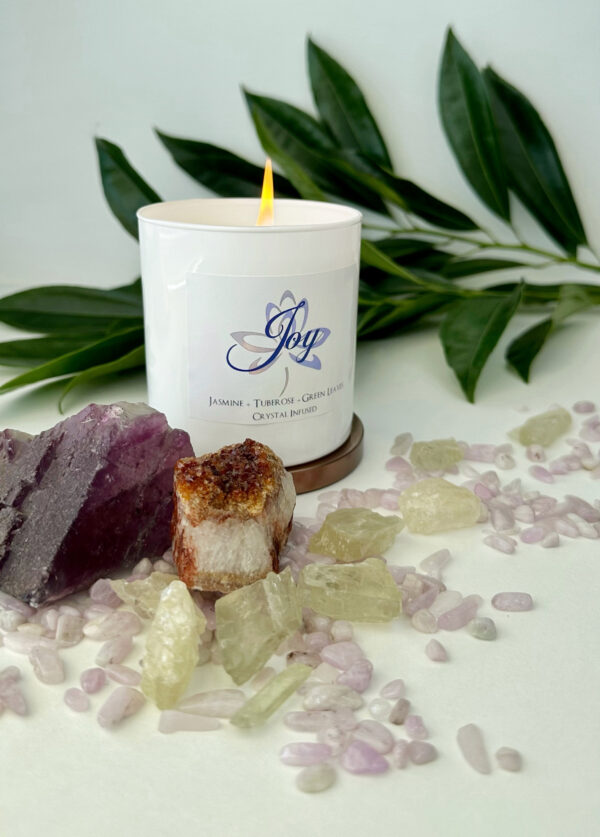 Joy Intention Candle with crystals