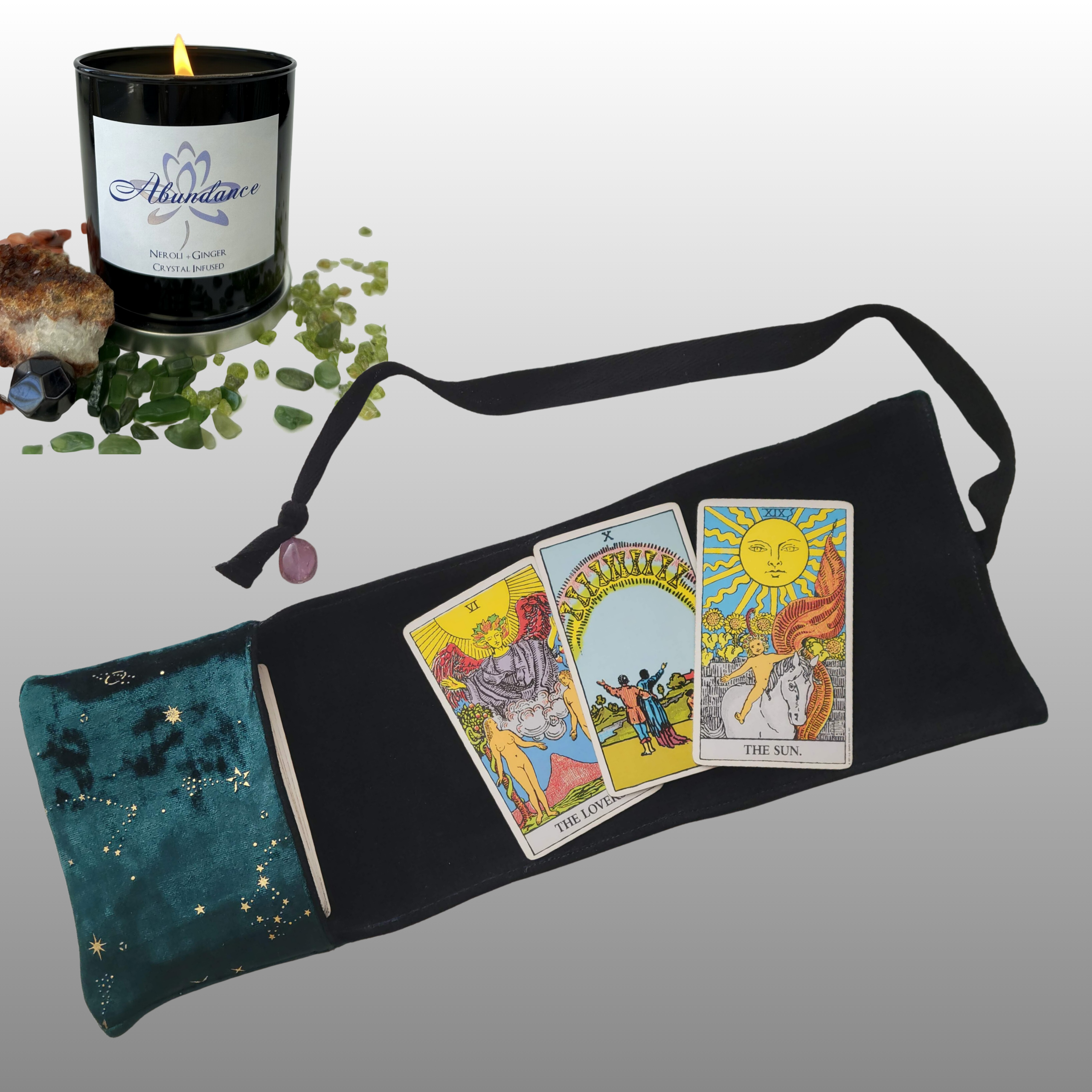Tarot Wrap Open view with Cards_Teal